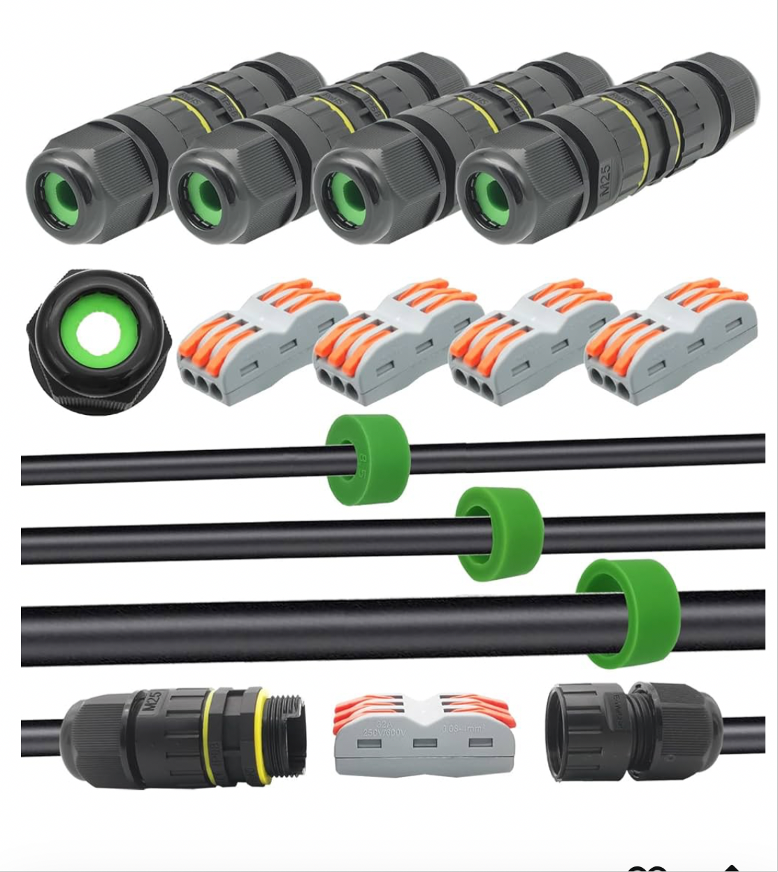 CTRICALVER Waterproof Junction Box Outdoor Cable Connector New IP68 Connector External Sleeve Coupler 5mm-14mm (Pack of 4)