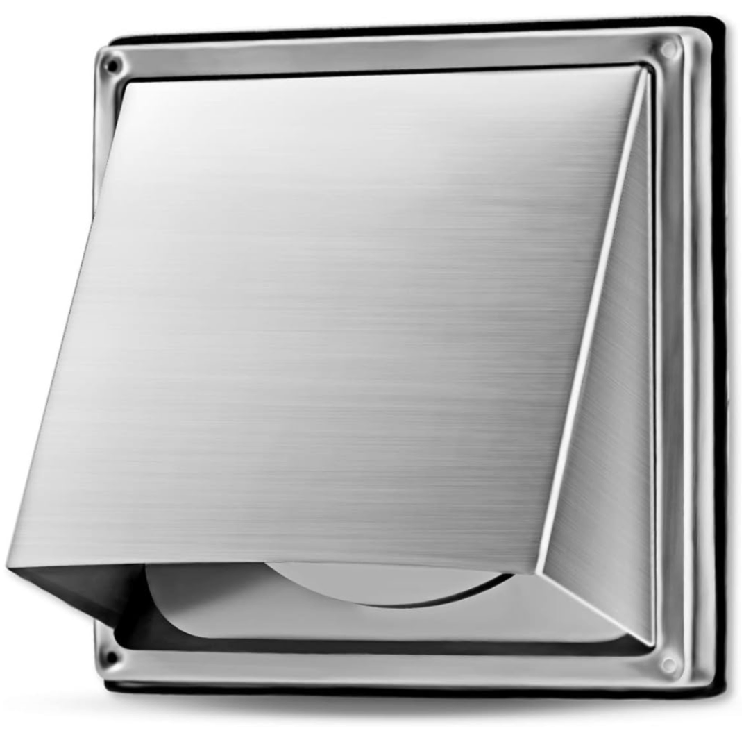 WeCooper Cowled External Air Vent Covers 100mm 4 inch 304 Stainless Steel Grille with Backdraft Shutter,Walls Extractor Fan Vent Weatherproof