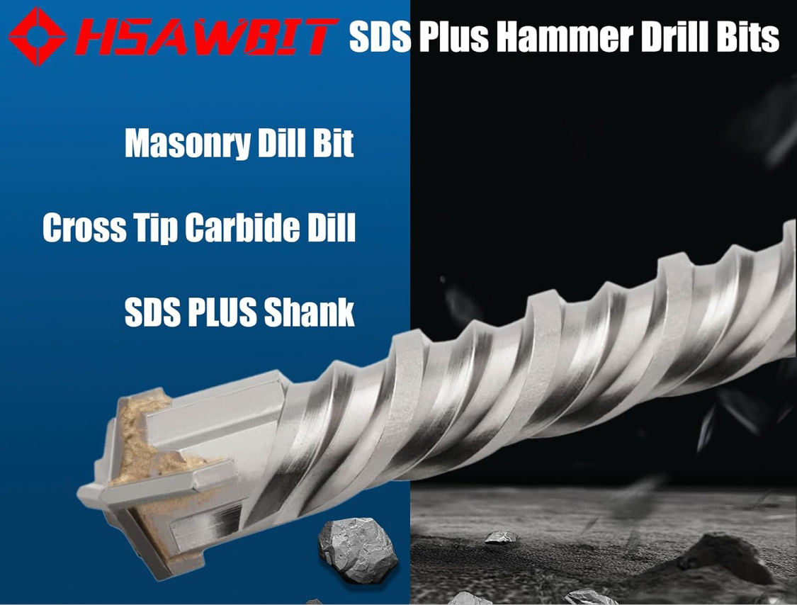 SDS Plus Hammer Drill Bits 8mm x 110mm x 3, SDS Masonry Dill Bit Cross Tip Carbide Drill bit for Brick Walls, Concrete, Stone