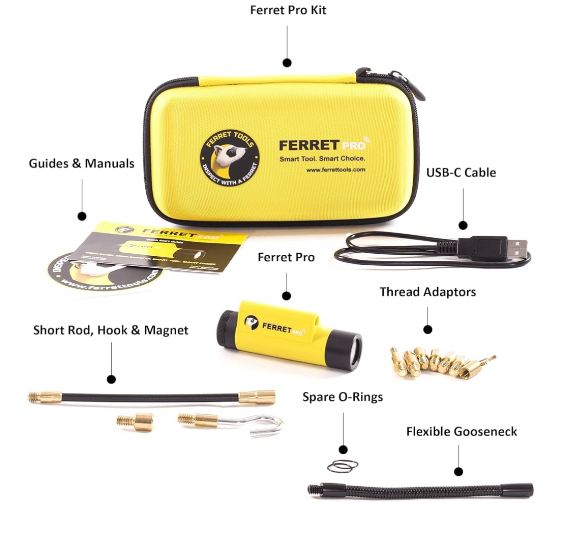 FERRET PRO – Multipurpose Wireless Inspection Camera & Cable Pulling Tool with App Controlled Variable Focus and Super-Fast Charge