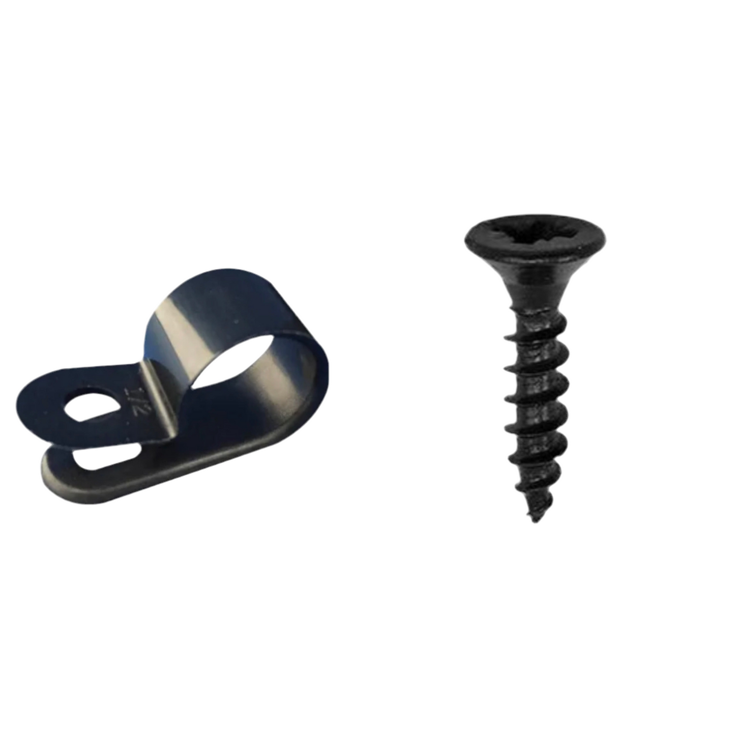 01) 25mm Meter Tail NYLON P CLIPS 10xCLIPS & 10xScrews (Fits brown,blue,green cables)