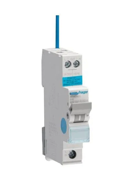 HAGER 20A, 1-Pole, 6kA B-Curve RCBO