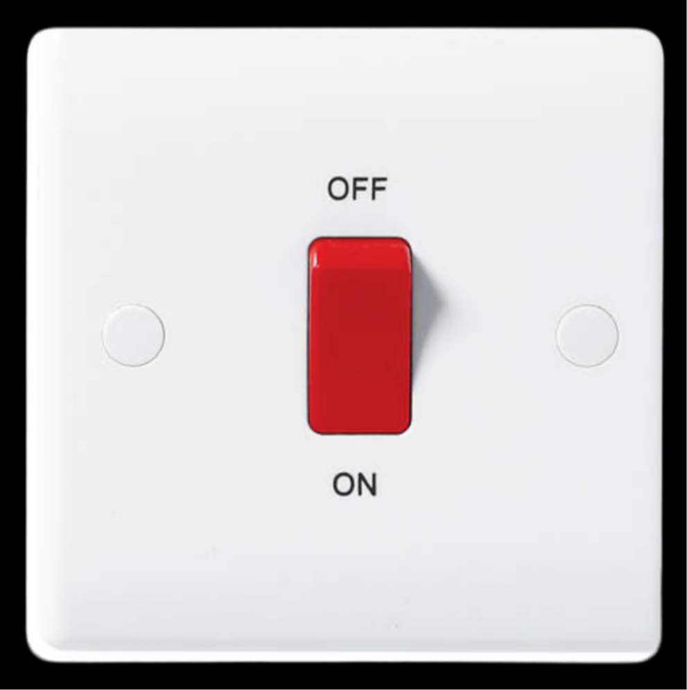 007) BG NEXUS 1G 45amp COOKER ISOLATOR WHITE (BG875)