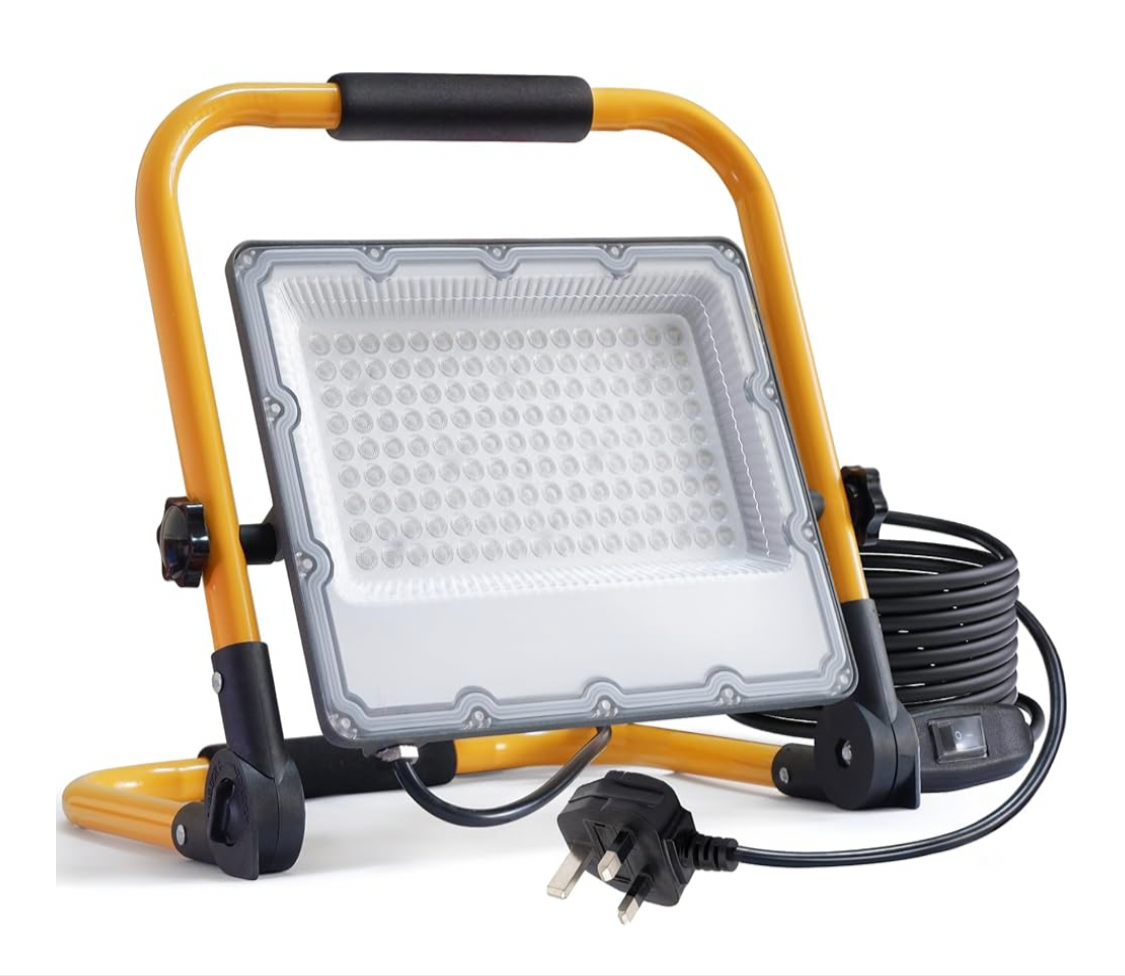 00) 100W LED Work Light with Switch and 13.1 ft Cable, 10000LM Construction Light, 700W Equivalent 6500K Portable Working Lights with Stand, IP66 Waterproof Job Site Light for Construction Site