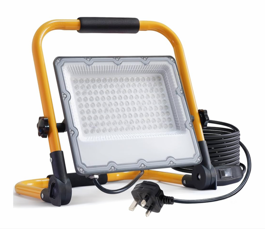 1) 100W LED Work Light with Switch and 13.1 ft Cable, 10000LM Construction Light, 700W Equivalent 6500K Portable Working Lights with Stand, IP66 Waterproof Job Site Light for Construction Site