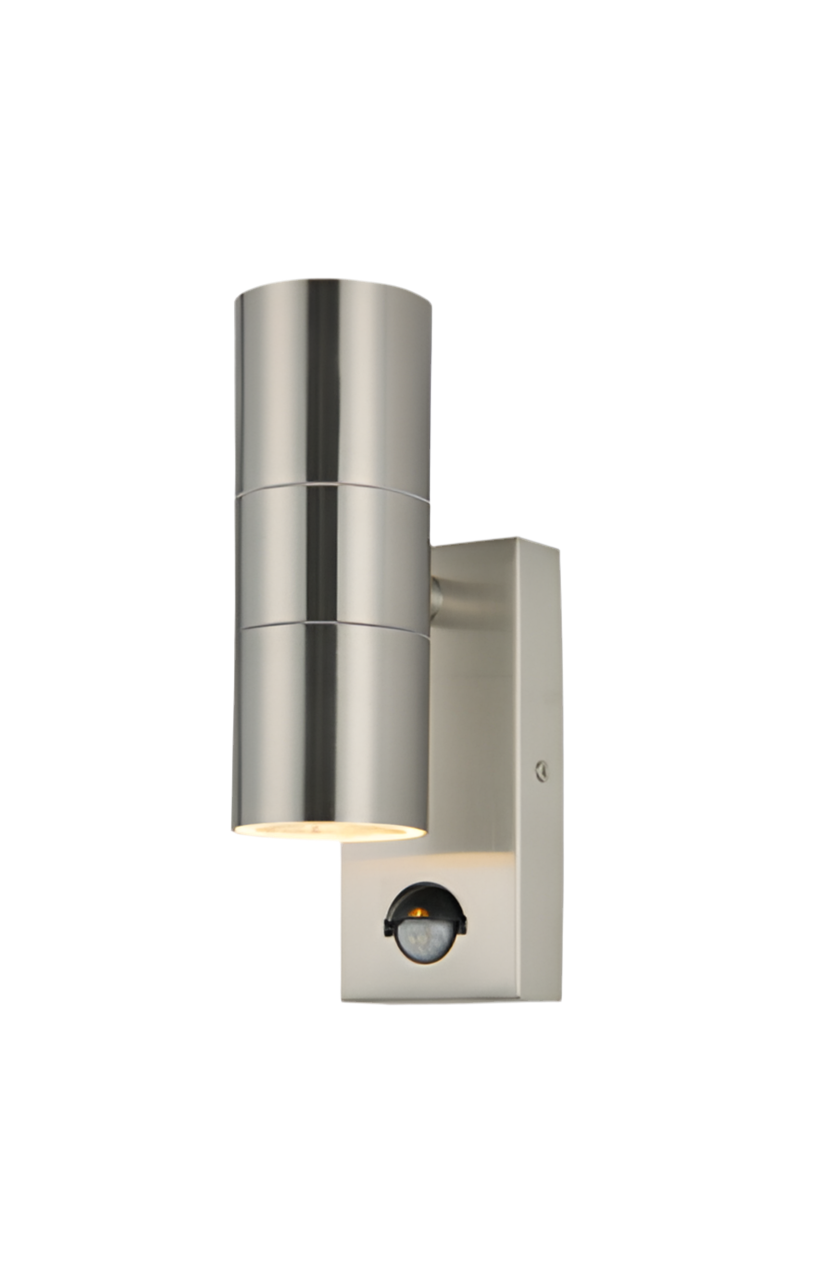 97) UP-DOWN Brushed Chrome outdoor Wall Light (Includes 10W GU10 Warm White Lamps x2)