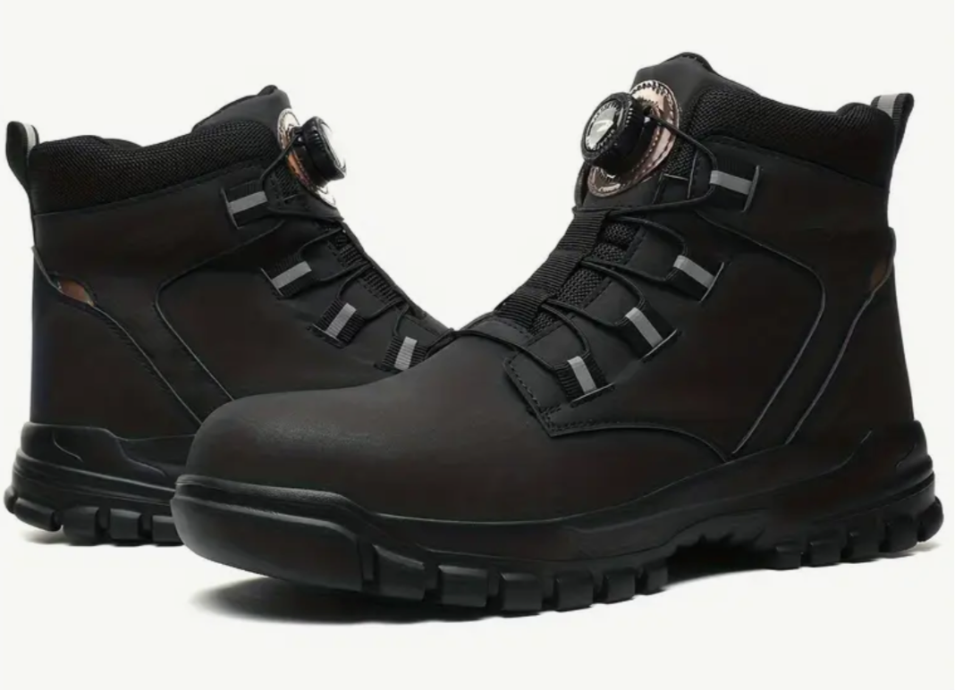 Black Comfortable Steel Toe Caps Safety Boots - Lightweight, Durable puncture proof