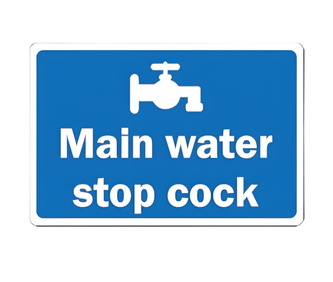 MAIN WATER STOP COCK Safety sign - 1mm Plastic sign (200mm x 150mm