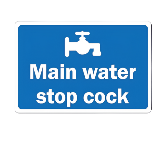 MAIN WATER STOP COCK Safety sign - 1mm Plastic sign (200mm x 150mm