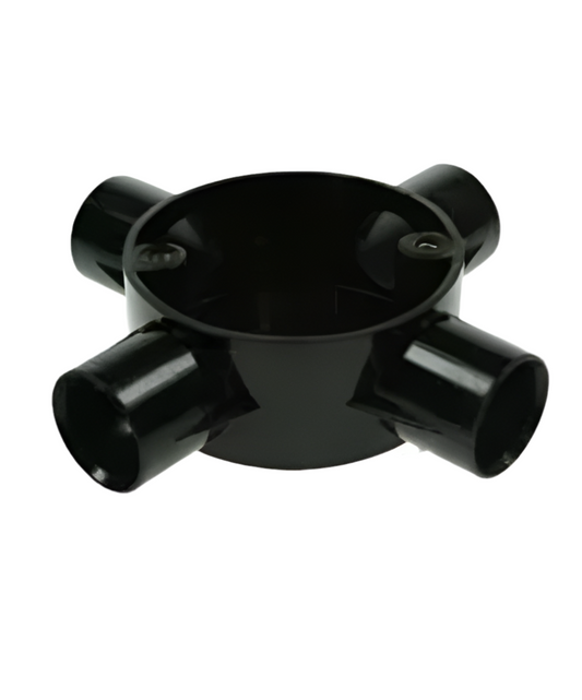 89) 20mm Black 4way PVC conduit Box