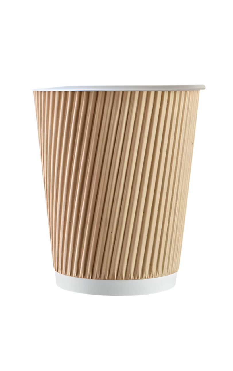 998) SITE SETUP - 500 x Kraft 12oz Cups - Disposable Coffee/Tea Drinking Cups