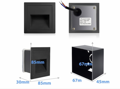 Arotelicht 4pcs/3W Wall Recessed Stair Lights LED,Warm White,Indoor Step Light,Square Recessed Wall Light,Black Cover Staircase Light IP20 for Indoor Stairs, Home, Kitchen, Attic