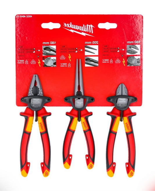 2) Milwaukee 3 Piece VDE Pliers Set