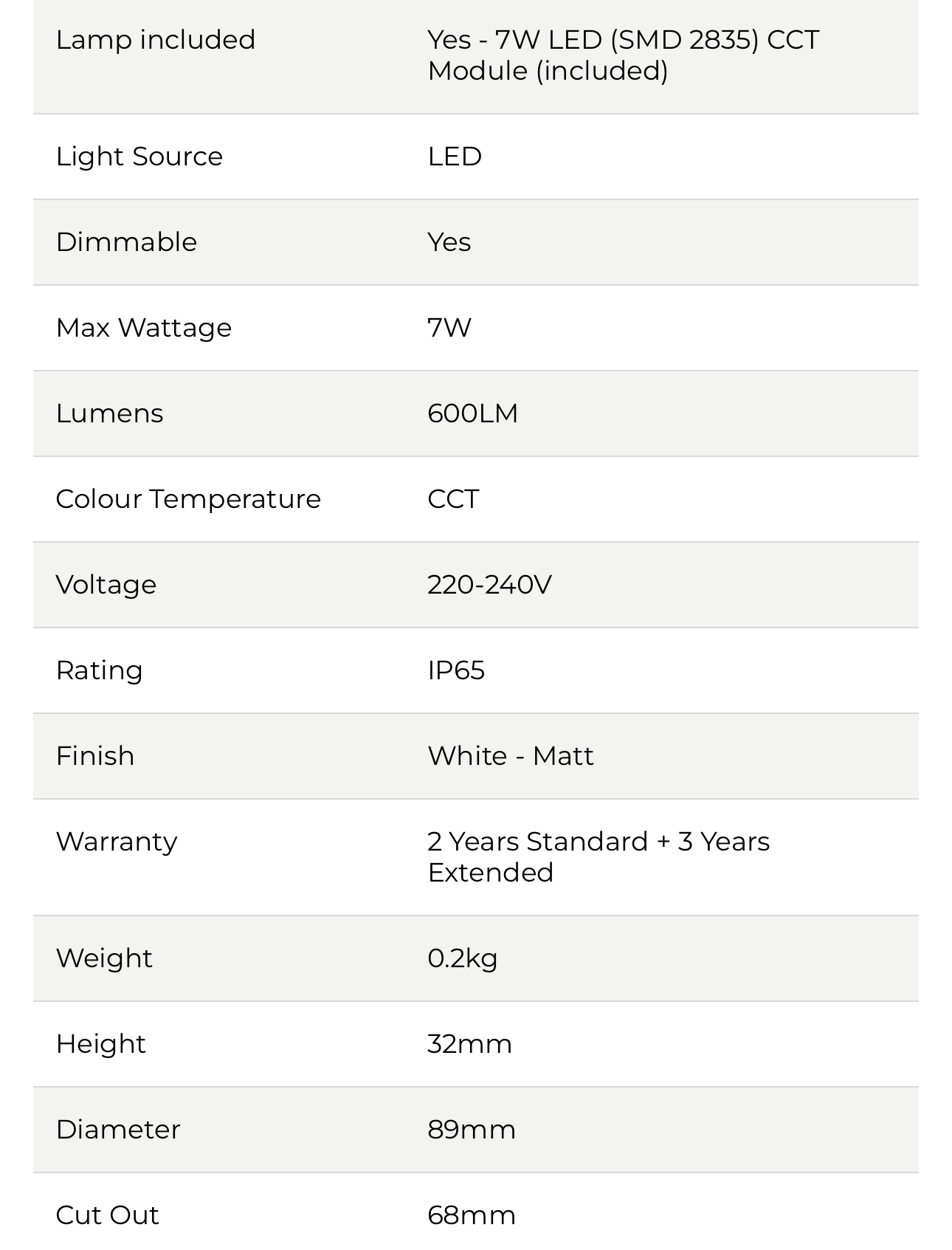 74) Low Ceiling Space Saver - NITRO SLIM | 7W LED | Fire Rated Downlight (IP65 Dimmable) White (85mm Cut out)