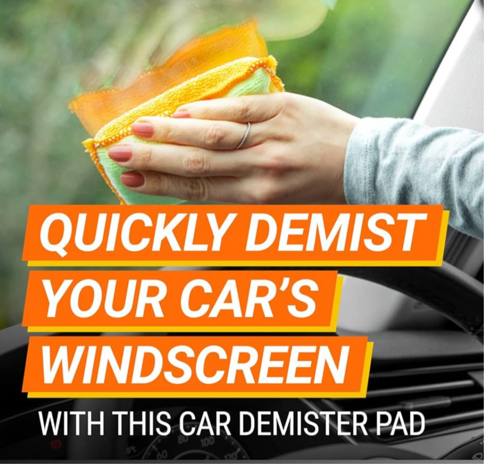 Microfibre Car Demist Pad, Set of 2, Quick Demisting for Clear Vision, Gentle and Scratch-Free Cleaning, Designed for Windscreen, Windows and Mirrors
