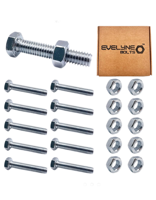 M6 Nuts & Bolt 10 Pack (M6 x 30mm Bolts & M6 Nuts) Hex Bolt/Setscrew Fully Threaded