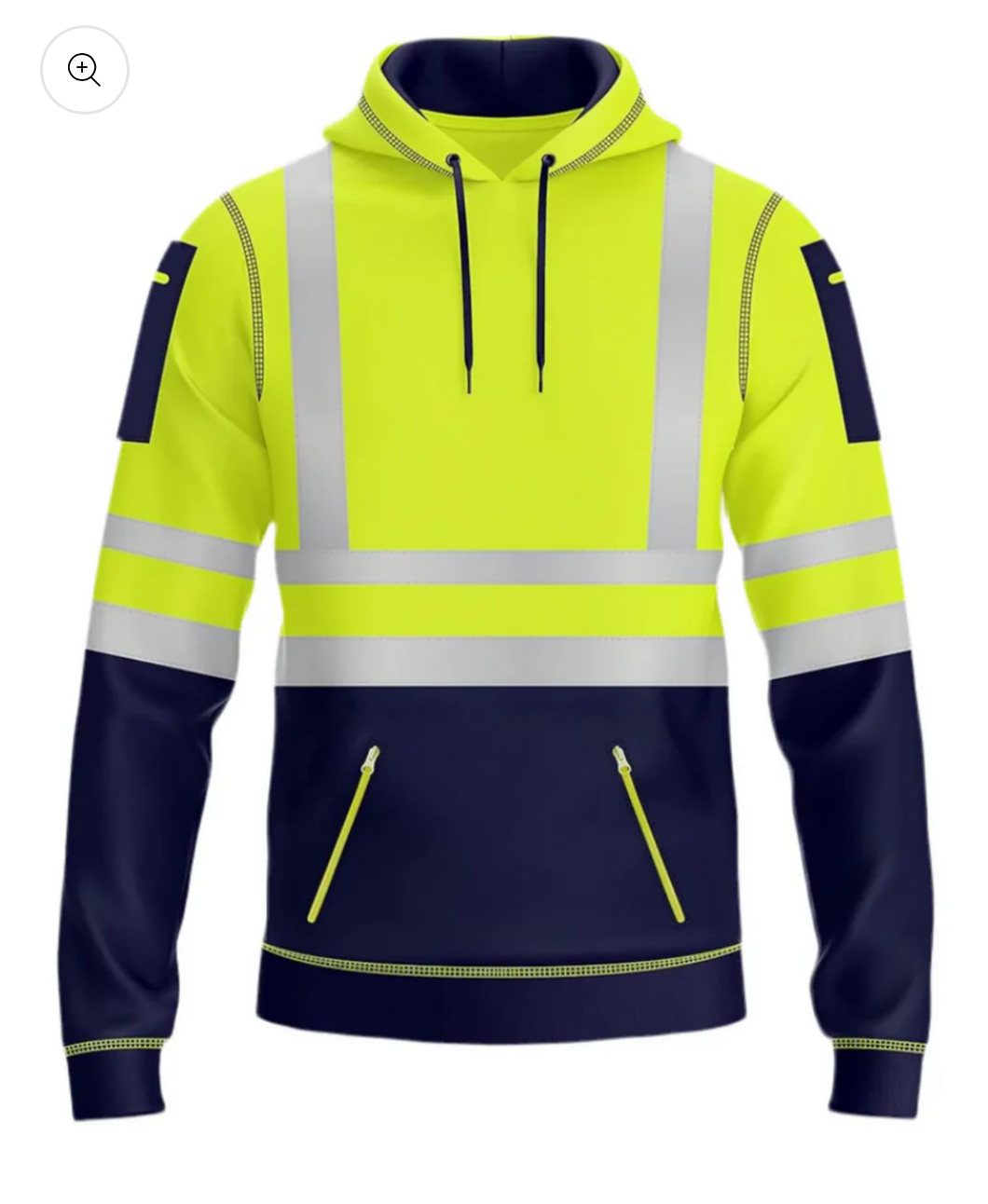 Hi-Viz Pullover Hoodie Grey Reflective Tape High Visibility Safety Coat with 4 Zip Utility Phone & Gadget Pockets Sweatshirt