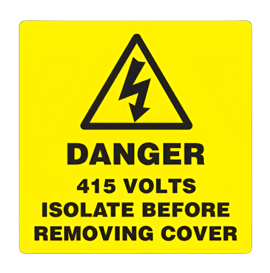 Danger 415 Volts Isolate Supply Labels 50x50mm