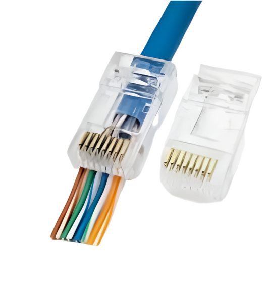 44) PASS THROUGH RJ45 PLUGS CRIMPS CAT5E/CAT6 ETHERNET NETWORK CABLES [25 PACK]