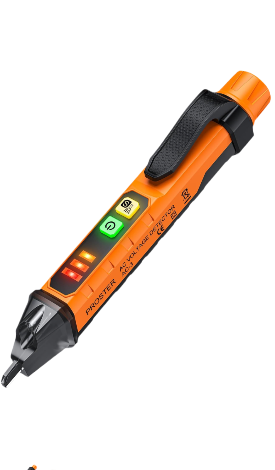 00) Proster Dual-Range Voltage Tester Pen (12V–1000V / 48V–1000V)
Smart non-contact AC detector with adjustable sensitivity, live-wire finder, break-point test, and built-in LED light.