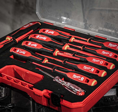 2) MILWAUKE 12 Piece TRI-LOBE VDE Mixed Screwdriver Set with Voltage Tester