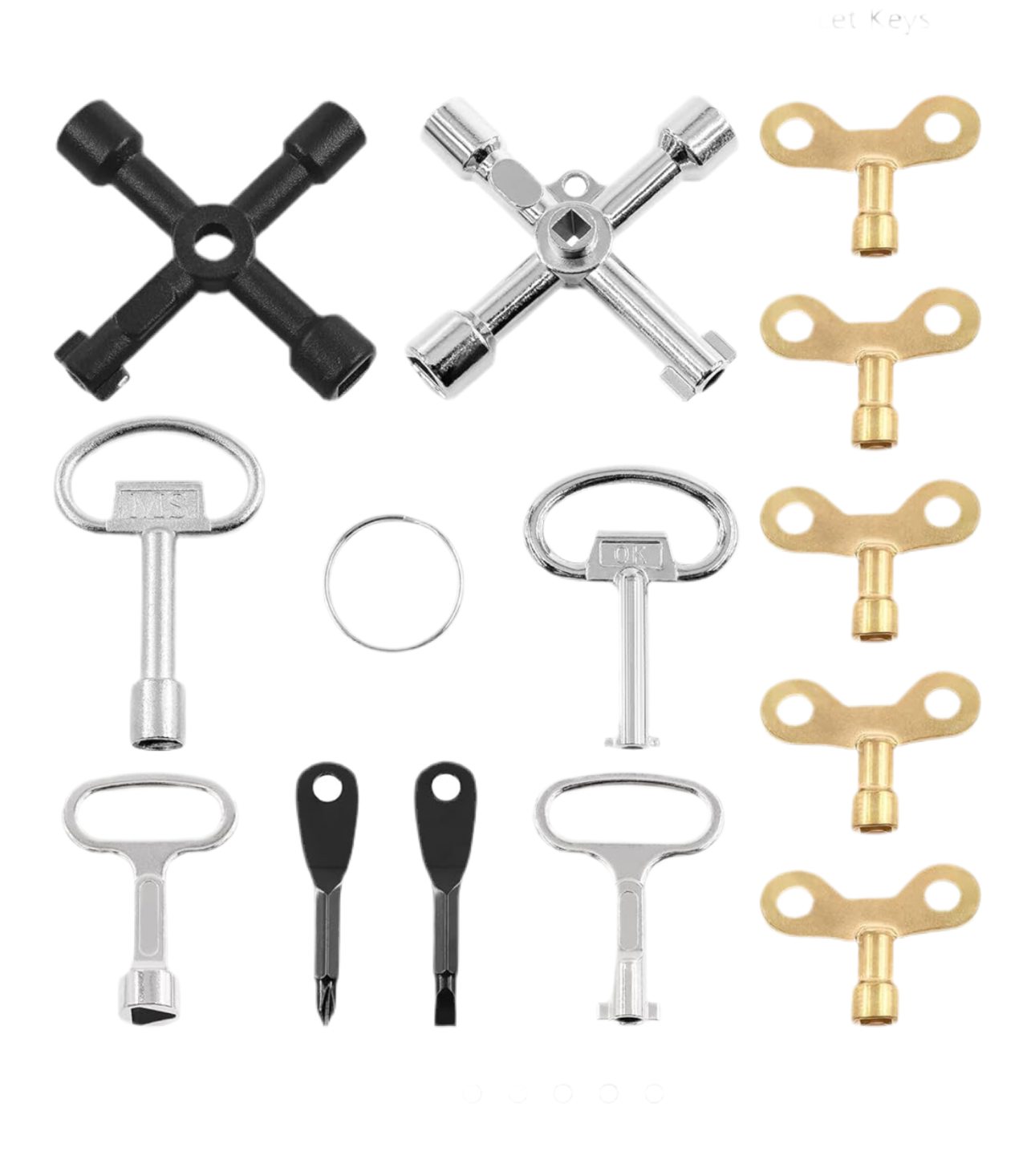 997) 13X Utility Keys - 4 Way Service Cross Key, Triangle Cabinet Spanner Key, Water Tap Faucet Keys, Socket Keys Radiators & Gas & Electric Meter Boxes