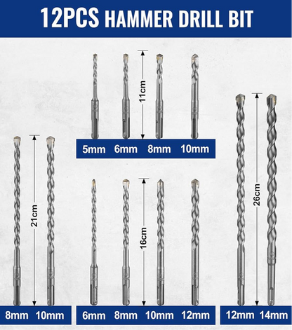 02) WORKPRO 17-Piece SDS Plus Drill Bit Set