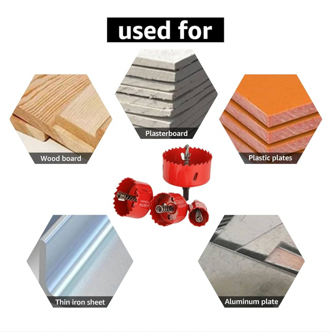 AKOLAFE Holesaw Set 13Piece Metal Hole Saw Sets 18mm to 75mm Hole Saw Drill Bit Holesaw Kit for Plastic, Wood Sheet, Plasterboard, Metal, Iron