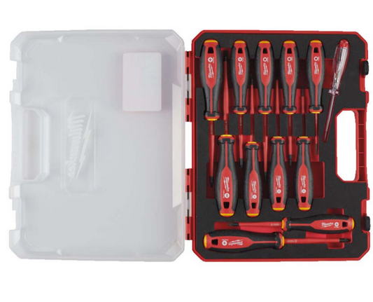 2) MILWAUKE 12 Piece TRI-LOBE VDE Mixed Screwdriver Set with Voltage Tester