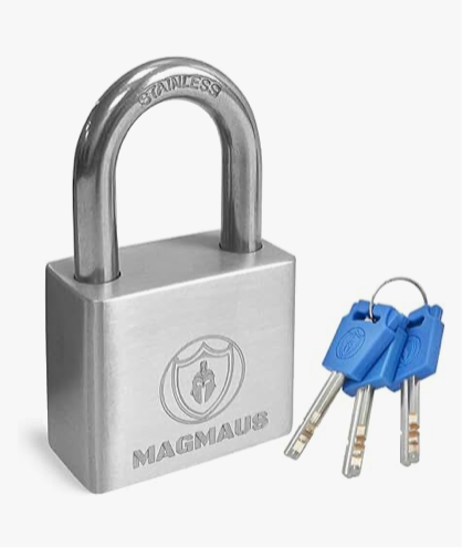 Magmaus PDL40 [Never-Rust] Heavy Duty Waterproof Outdoor Padlock with 3 Keys - Stainless Steel - [High Security Protection