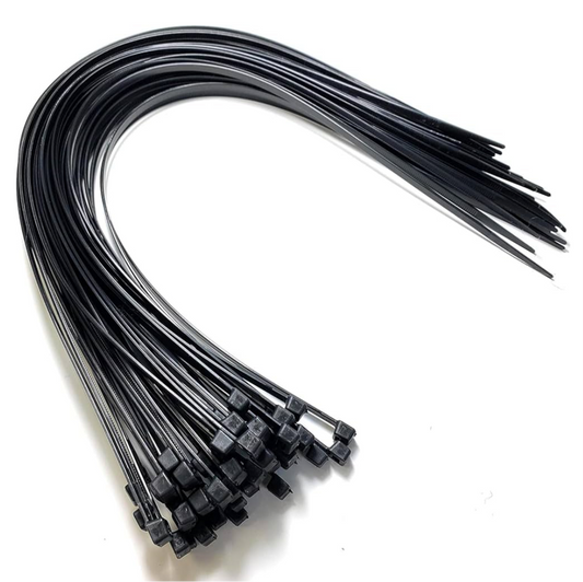 1) 50x Extra Large Cable Ties - 450mm x 4.8mm - 17.7" Extra Long Tie Wraps - Nylon Zip Ties (Black)
