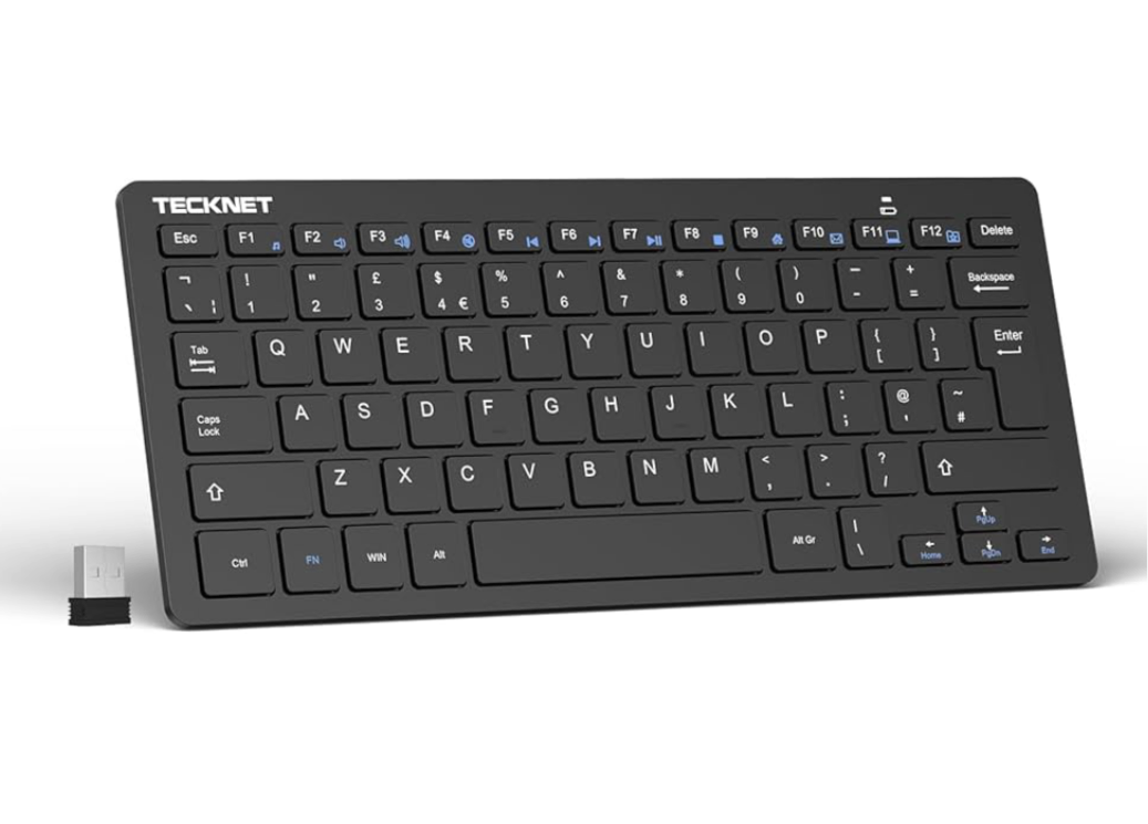 999) TECKNET 2.4G Wireless Keyboard For Windows/Chrome OS, UK Layout Compact Mini Keyboard, Small Silent Whisper-Quiet Keyboard with 12 months Battery Life (Black)