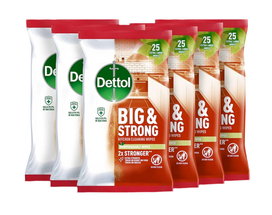 998) SITE SETUP - DETTOL BIG WIPES - Total 150 Wipes (6 Packs X 25), Heavy Duty Wipes Anti Bacterial