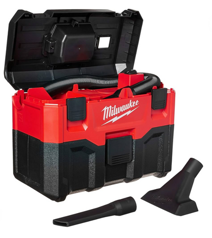 Milwaukee 0880-20, Cordless Lithium-Ion Wet/Dry Vacuum Cleaner, Red, 0 W, 2 gallons, 82 Decibele