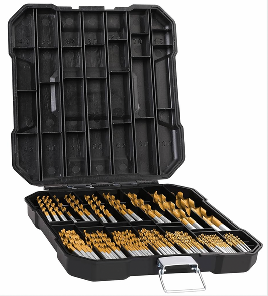HURRICANE Metric 99pc Titanium Twist Drill Bit Set, 135° Tip High Speed Steel Jobber Drill Bits Kit for Wood/Cast Iron/Aluminum Alloy/Plastic/Fiberglass, with Storage Case, Size from 1.5mm to 10mm
