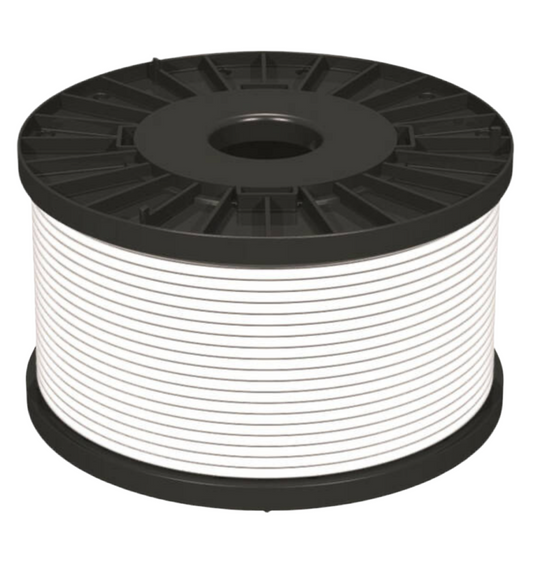 92) WHITE FP 1.5MM 2C & EARTH  LSZH FIRE RESISTANT CABLE 100M REEL, FIRE RATED CLIPS, 100x 1.5 SCREWS & 100x RAW PLUGS