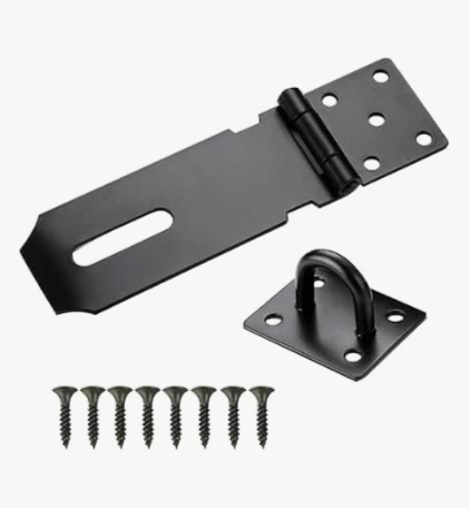 Black Steel Padlock Hasp and Staple Heavy Duty (4 Inch)