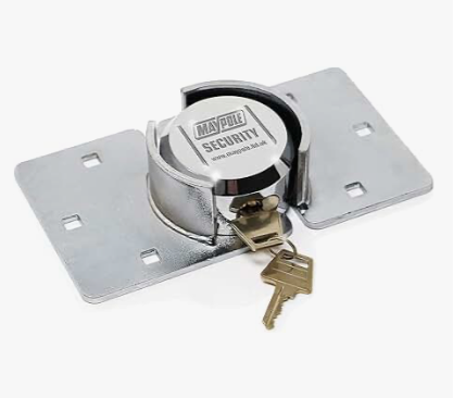 1) Maypole Heavy Duty Security Lock Suitable For Vans, Sheds & Garages Rust Resistant Chrome 2 kg, Silver