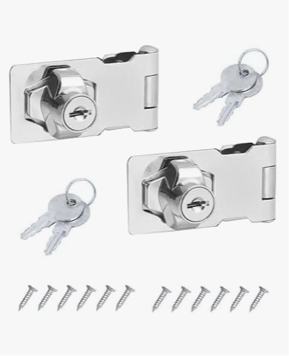 999) 2x Hasp Lock, Staple with Padlock (2.5 Inch)