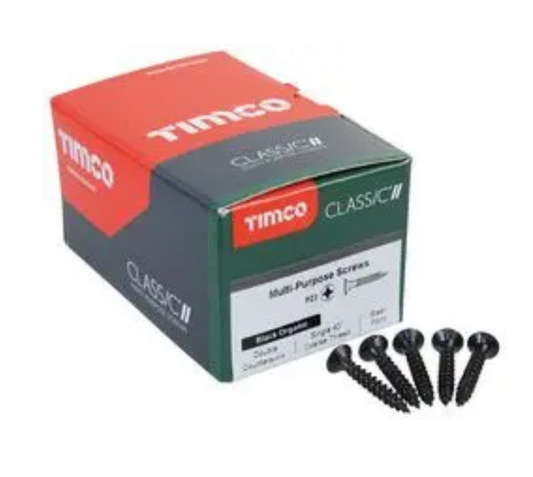 02) 200x TIMCO 3.5mm x 16mm Black Countersunk Pozidriv  Multi-Purpose Screws    
(Ideal for all round band)