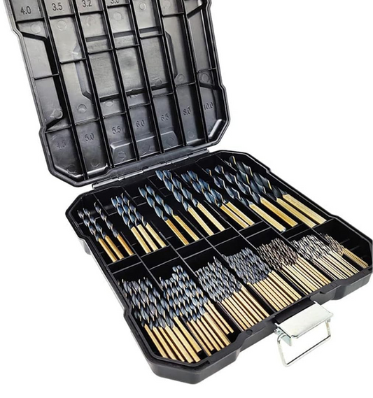 99Pcs HSS Titanium Coated Twist Drill Bit Set, 135° Tip High Speed Steel Drill Bits Kit with Storage Case for Drilling in Wood/Cast Iron/Aluminum Alloy/Plastic/Fiberglass Size from 1.5-10mm