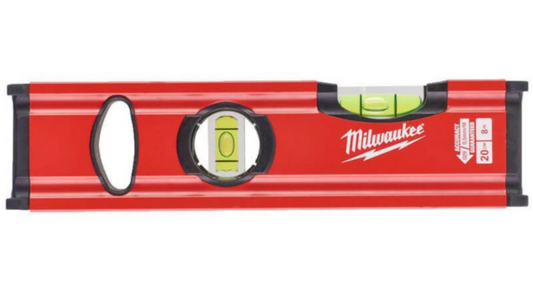 01) MILWAUKEE 20CM (8") REDSTICK SLIM 20 BOX LEVEL (Shock Proof)