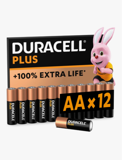 0) (Best Seller this month) Duracell Plus AA Batteries (12 Pack) - Alkaline 1.5V - Up To 100% Extra Life - Reliability For Everyday Devices - 0% Plastic Packaging - 10-Year Storage