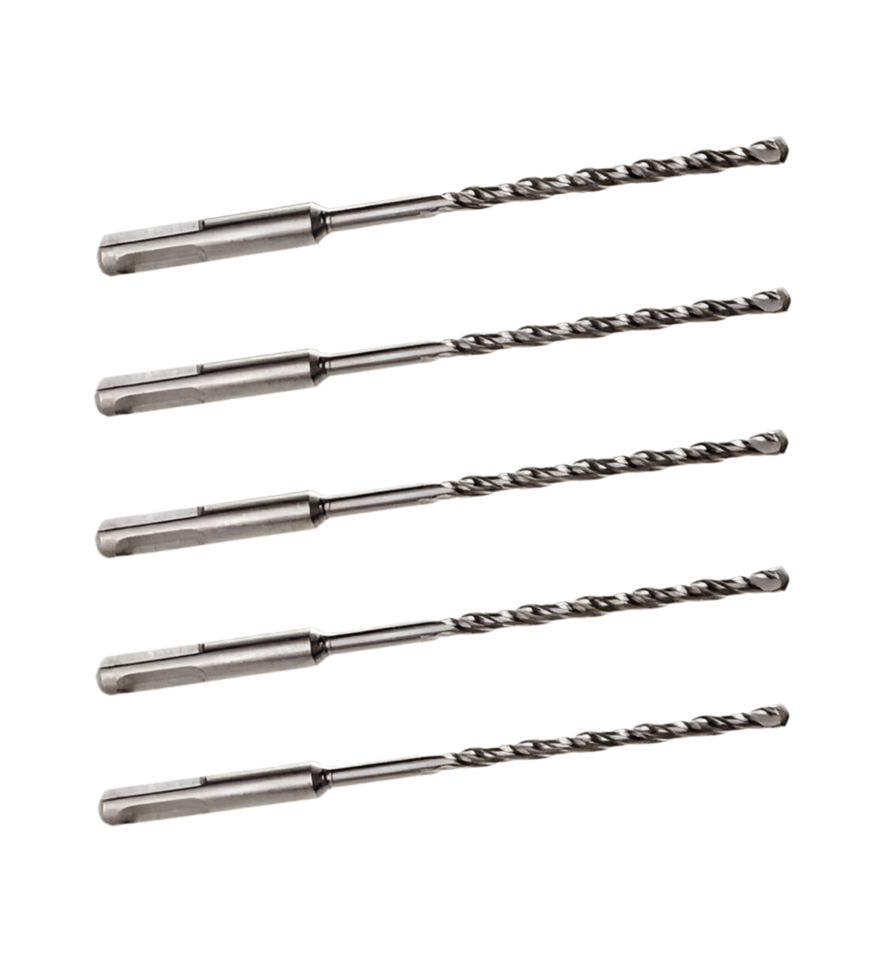 998) 5 PACK OF - 6mm x 210mm LONG SDS + PLUS MASONRY DRILL BIT, TUNGSTEN CARBIDE TIP, FOR STONE CONCRETE BRICK