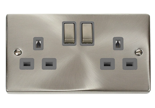 CLICK Deco Satin Chrome 2G Double Socket