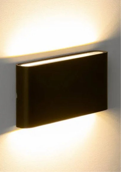 97) 12W LED IP65 OUTDOOR (UP & DOWN) WALL LIGHT - BLACK Warm white - Overall - H 100 x W 180 x D 46mm