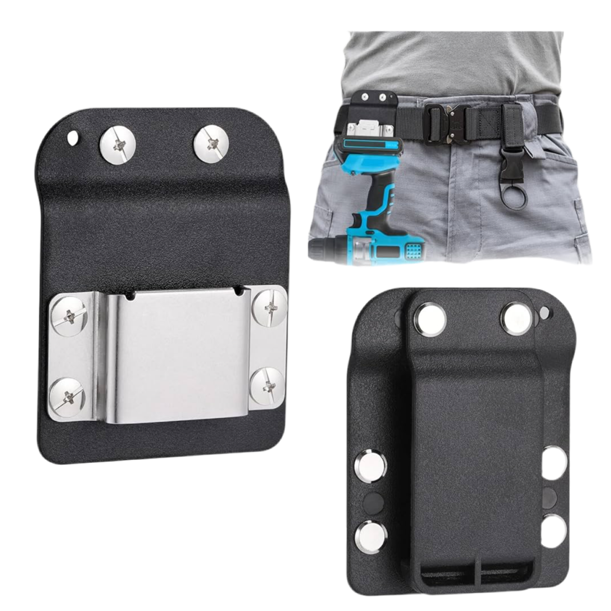 Drill Tool Belt Clip for Drill Compatible Up to 2" Belt, Quick Response Drill Belt Clip with Impact Driver Tool Belt for Electrician