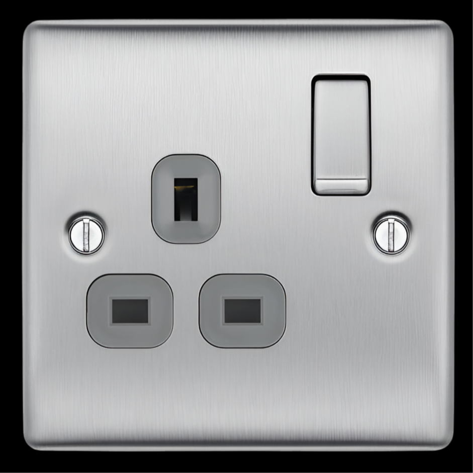 71C) BG NEXUS Switched Single Socket (Brushed Chrome)