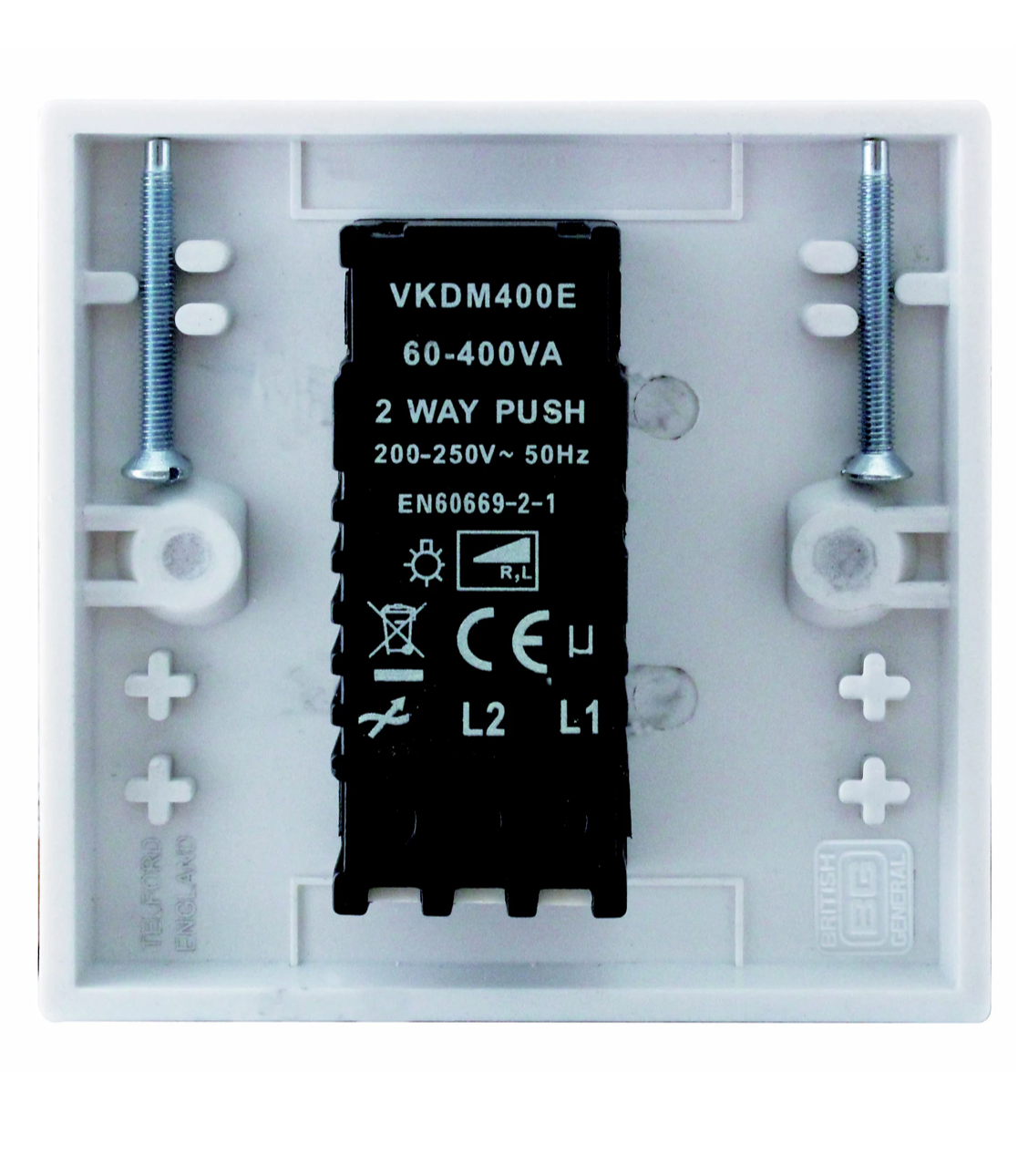 0) (Best Seller this month) BG White profile Single 2 way 400W Dimmer switch - For Incandescent lamps - not LED
