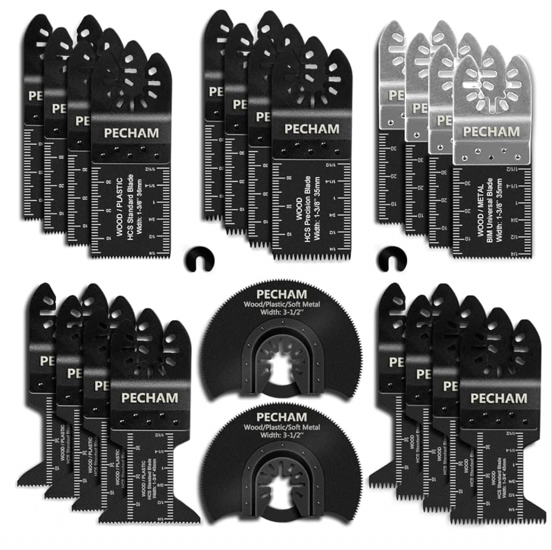 1) 24PCS Oscillating tool Accessories Universal Wood Metal Oscillating Multitool Quick Release Tool Kits Fit Fein Multimaster, Ryobi, Milwaukee, Bosch, Dremel, Dewalt, Rockwell, Makita More